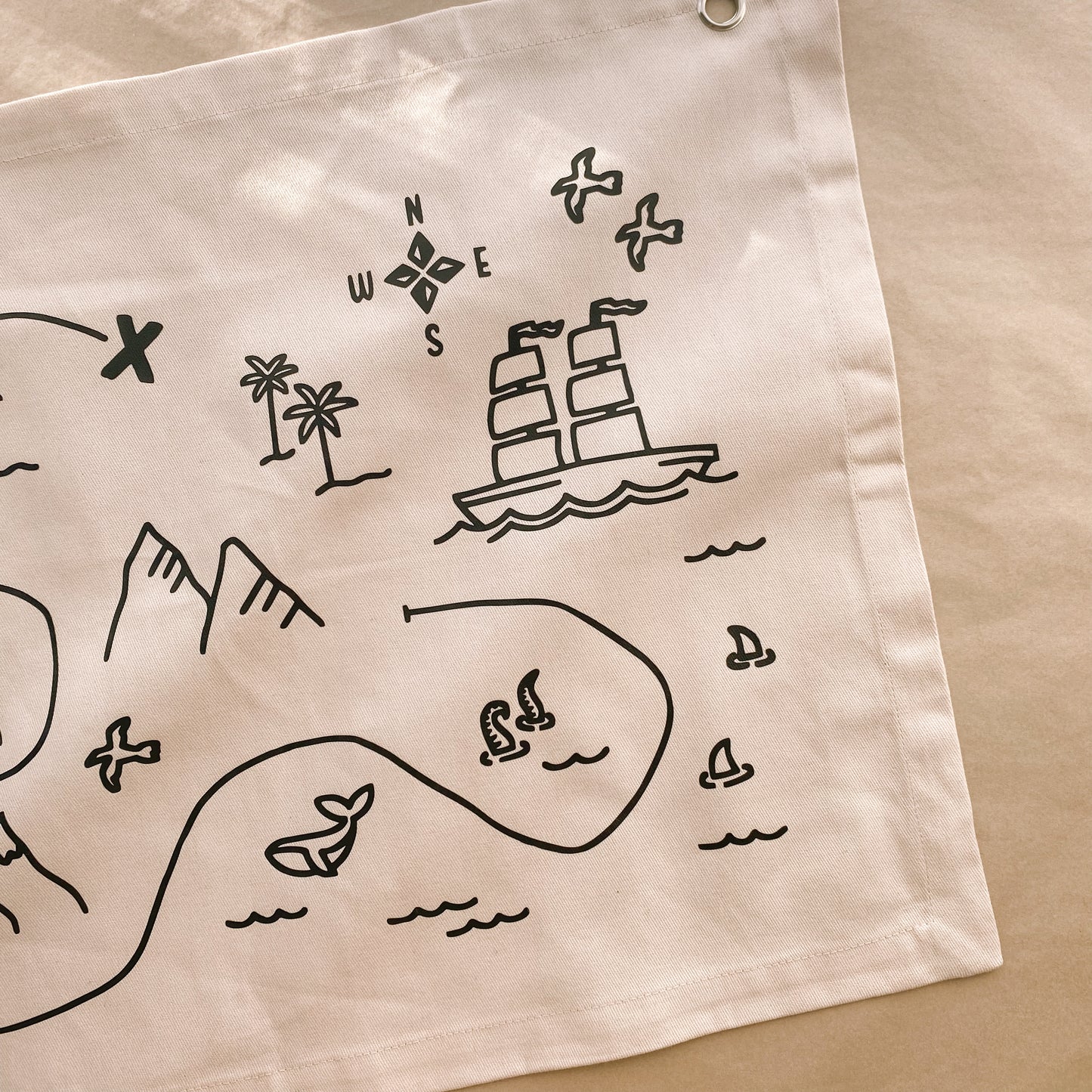 Explorer’s treasure map wall banner ~ Warm sand