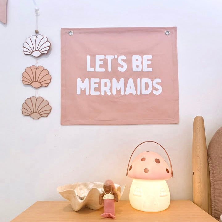 Let’s be mermaids girls wall banner ~ Petals pink ~ Sale