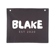 custom wall banner. custom wall flag. custom bedroom banner. custom playroom banner. custom playroom wall flag. personalised wall banner. personalised wall flag. personalised bedroom banner. personalised playroom banner. custom kids wall hanging. monogrammed kids wall flag.