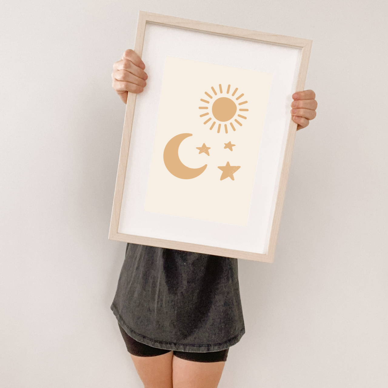 Sun, moon and stars graphic kids wall print / wall art ~ 5 colours