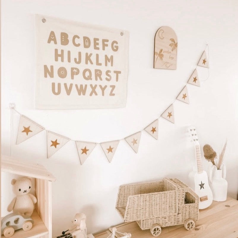 Alphabet kids wall banner / wall hanging  ~ Warm sand