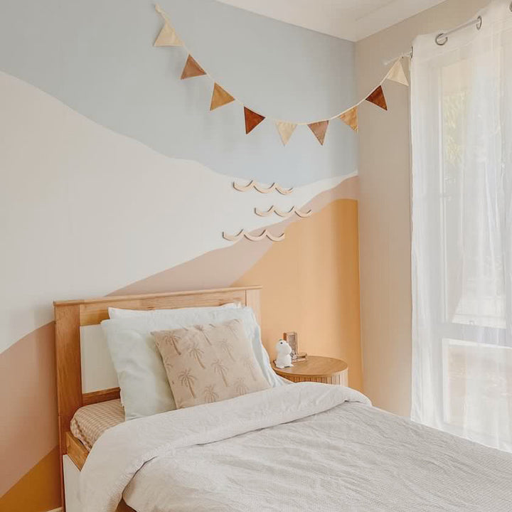 Bright triangle kids bunting. Boys wall bunting. Sunshine garland. Sunshine triangle playroom bunting. Warm tones garland. wall flags. Sunshine wall decor. Gender neutral Nursery bunting. nursery garland. Nursery wall decor. Sunshine nursery flags. Boys bedroom decor. Colourful bedroom decor. Colourful nursery bunting. Yellow garland. Neutral wall garland. 