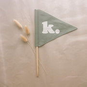 Sage green personalised pennant flag, Fern green initial pennant, Personalised kids room decor, Personalised nursery decor, Alphabet initial flag, Sage nursery decor, Green kids bedroom decor, Earthy nursery decor, Fern green kids decor, Nature-inspired nursery, Neutral personalised decor, Kids initial decor, Fabric pennant flag, Rental-friendly kids decor, Australian kids decor, Hello Saturday Kids Decor