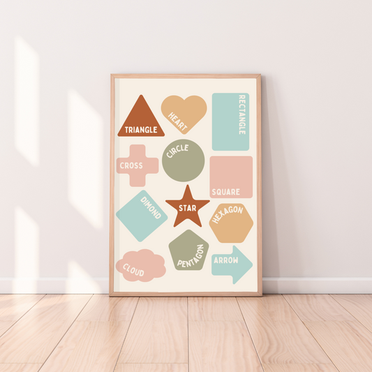 Shapes kids wall print / wall art ~ 2 colours