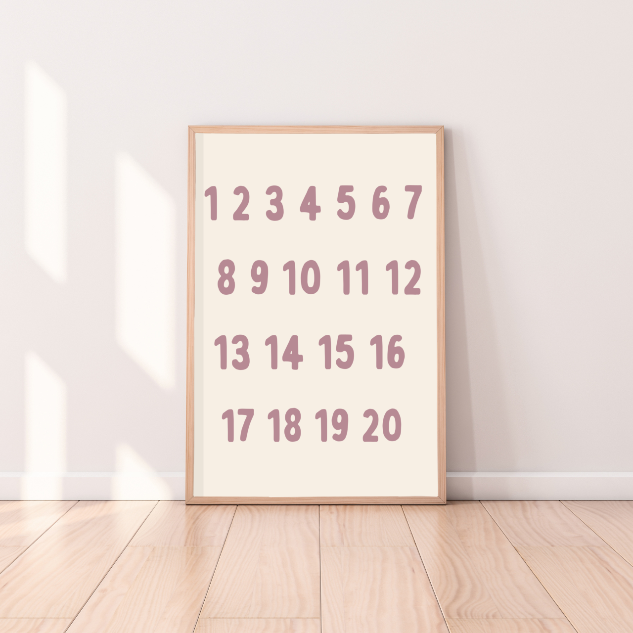 Numbers 1 to 20 kids wall print / wall art~ 10 colours