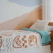 Easy Days plush blanket. Boys coastal blanket. Surf kids blanket. Boys bedroom decor. Coastal boys bedroom styling. Kids surf bedroom decor. Beachy boys room. Boys reading nook decor. Plush kids throw blanket. Boys bedding Australia. Coastal kids decor. Boys snuggle blanket. Rental friendly kids decor. Boys room inspo. Surfy bedroom styling.