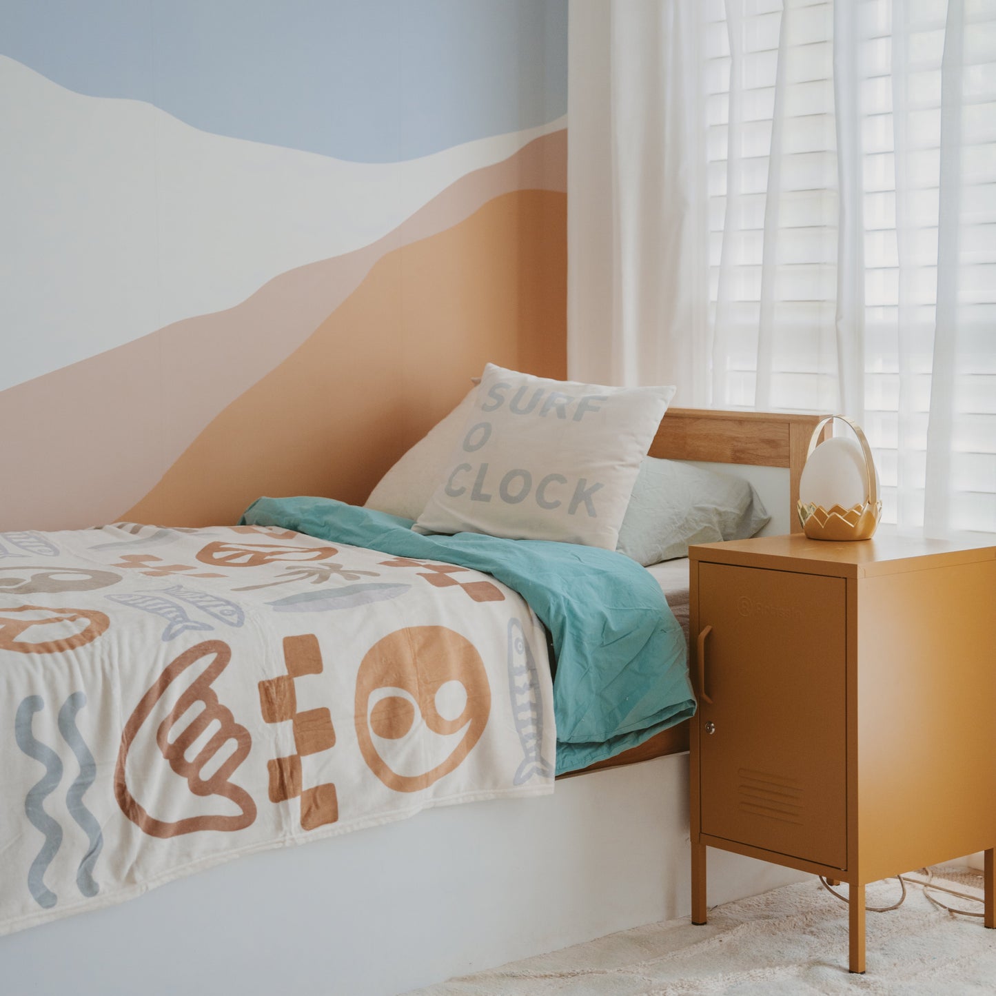 Easy Days plush blanket. Boys coastal blanket. Surf kids blanket. Boys bedroom decor. Coastal boys bedroom styling. Kids surf bedroom decor. Beachy boys room. Boys reading nook decor. Plush kids throw blanket. Boys bedding Australia. Coastal kids decor. Boys snuggle blanket. Rental friendly kids decor. Boys room inspo. Surfy bedroom styling.