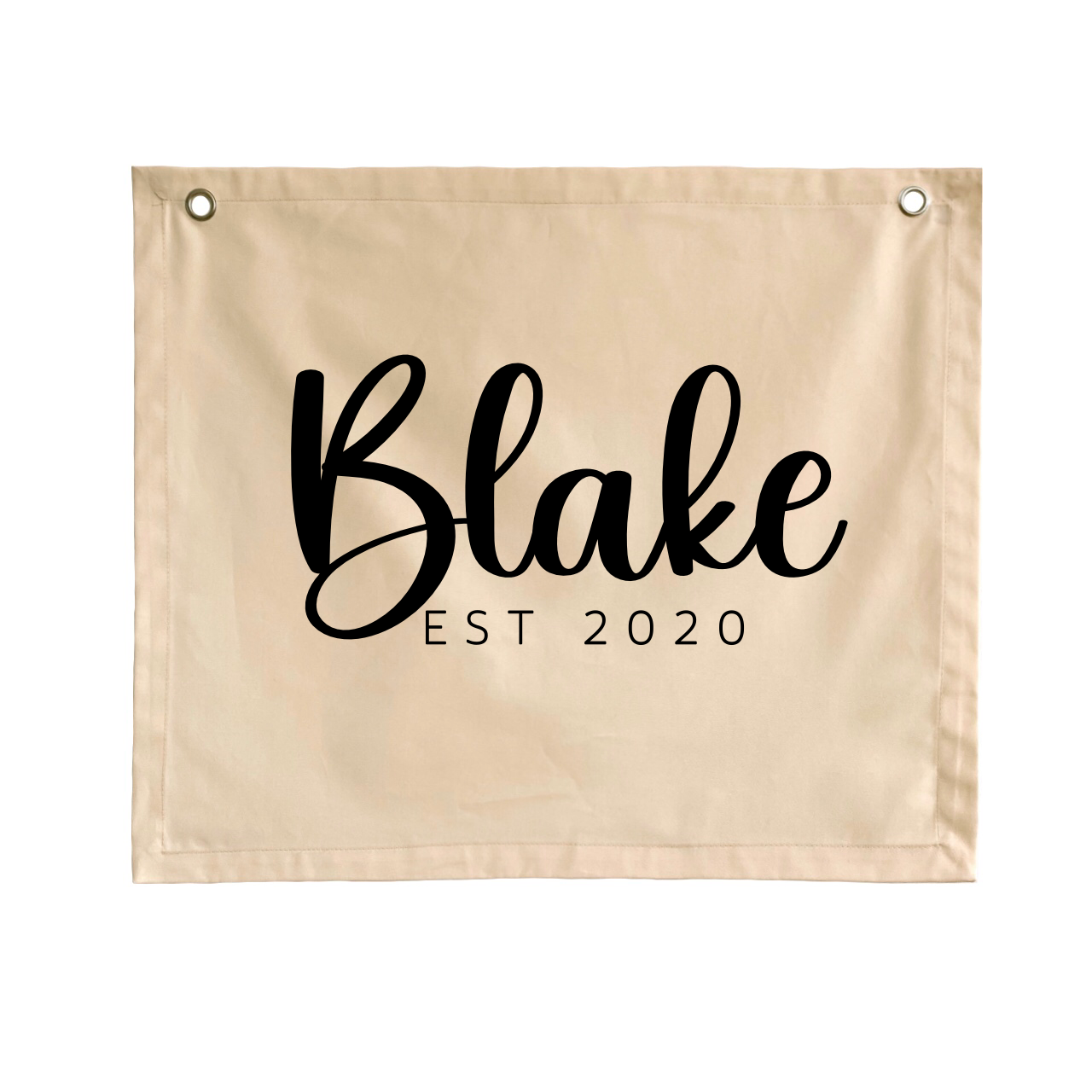 Personalised custom Established kids wall banner / wall hanging ~ Shell & Black ~ 6 fonts