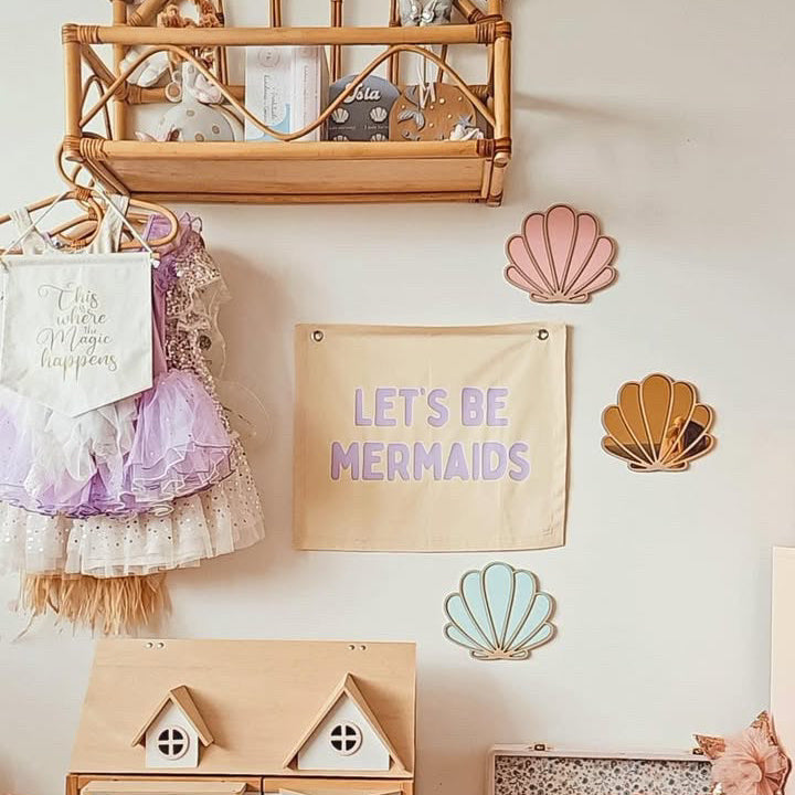 Let’s be mermaids girls wall banner ~ Shell ~ Sale