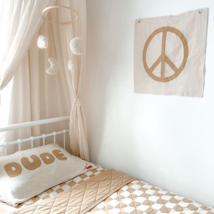 Large peace sign kids wall banner / wall hanging ~ Warm sand