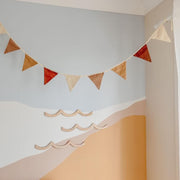 Bright triangle kids bunting. Boys wall bunting. Sunshine garland. Sunshine triangle playroom bunting. Warm tones garland. wall flags. Sunshine wall decor. Gender neutral Nursery bunting. nursery garland. Nursery wall decor. Sunshine nursery flags. Boys bedroom decor. Colourful bedroom decor. Colourful nursery bunting. Yellow garland. Neutral wall garland. 