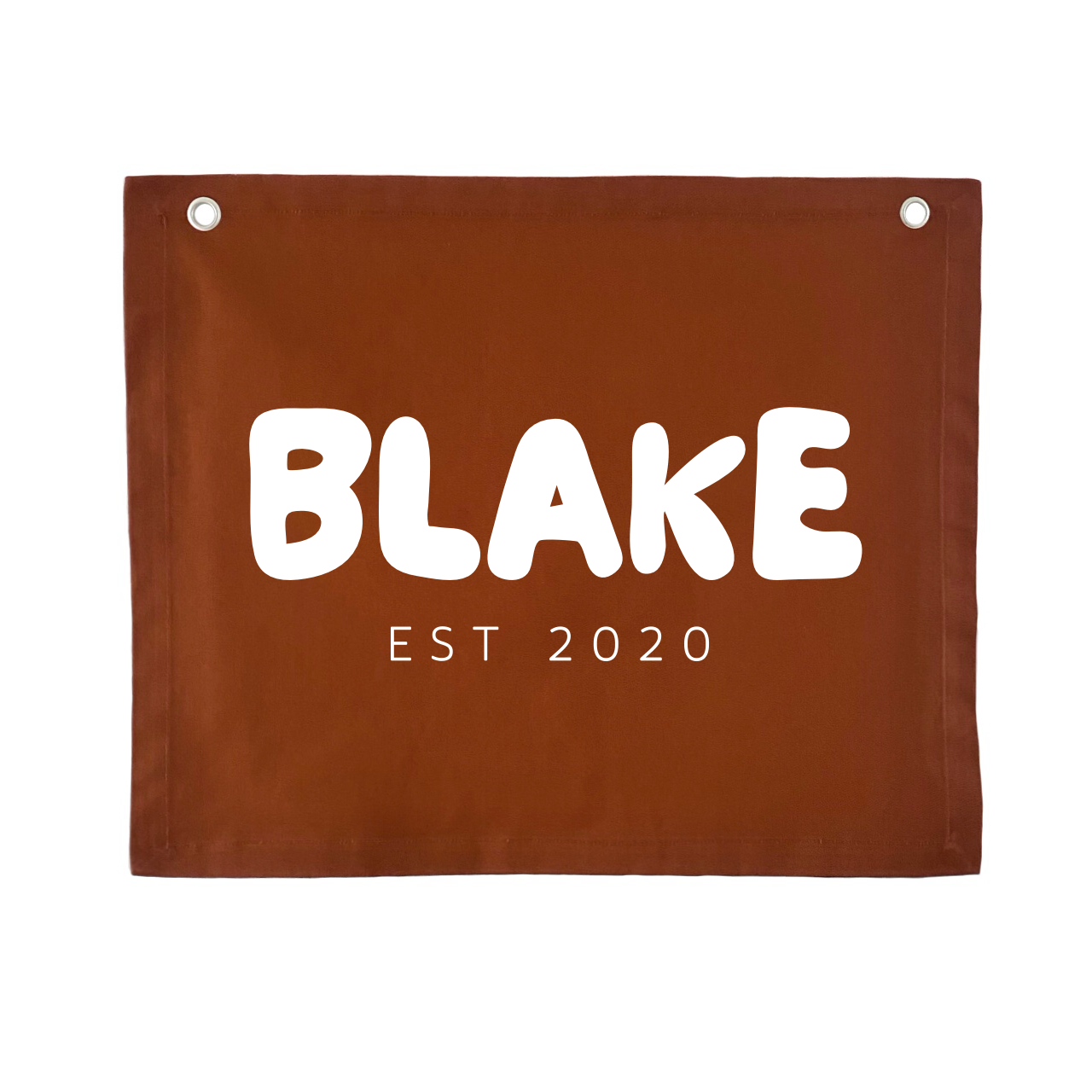 Personalised custom Established kids wall banner / wall hanging ~ Rust ~ 6 fonts