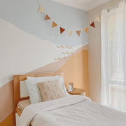 Bright triangle kids bunting. Boys wall bunting. Sunshine garland. Sunshine triangle playroom bunting. Warm tones garland. wall flags. Sunshine wall decor. Gender neutral Nursery bunting. nursery garland. Nursery wall decor. Sunshine nursery flags. Boys bedroom decor. Colourful bedroom decor. Colourful nursery bunting. Yellow garland. Neutral wall garland. 