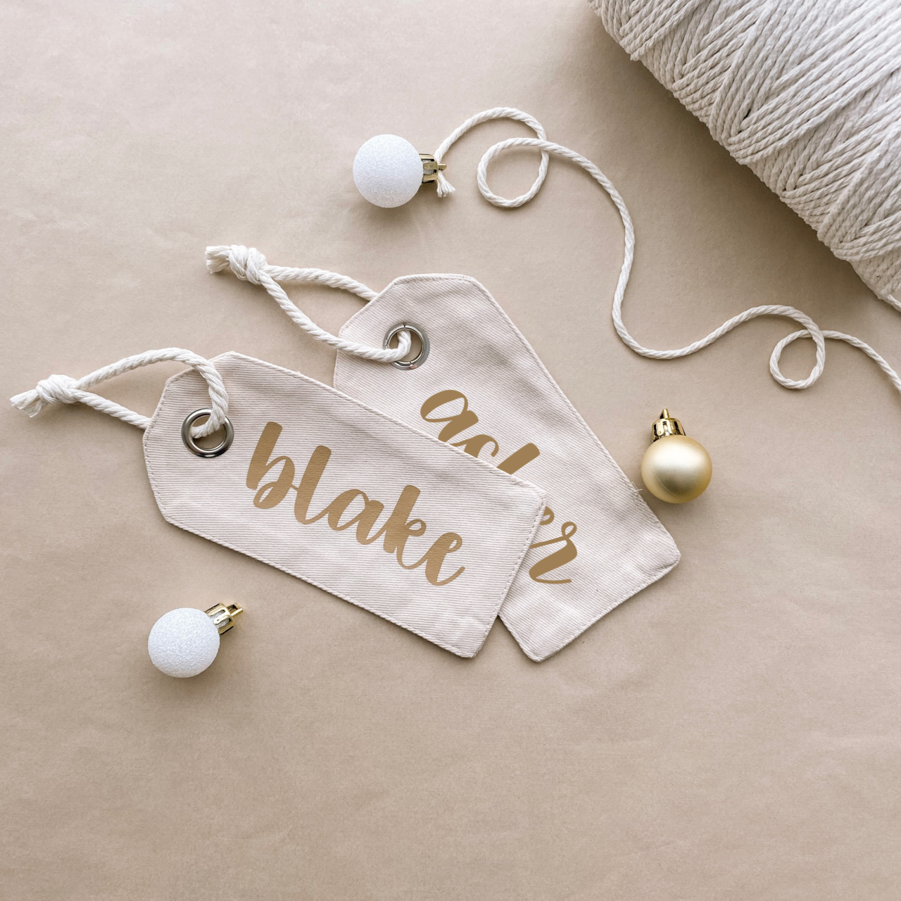 Personalised canvas gift tag ~ warm sand