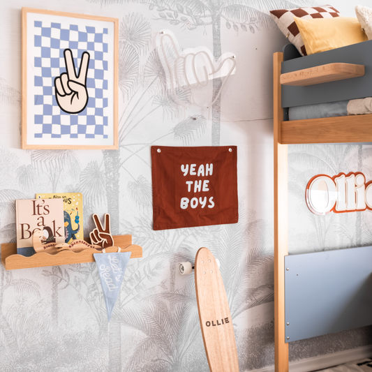 Yeah the boys kids wall banner / wall hanging ~ Rust