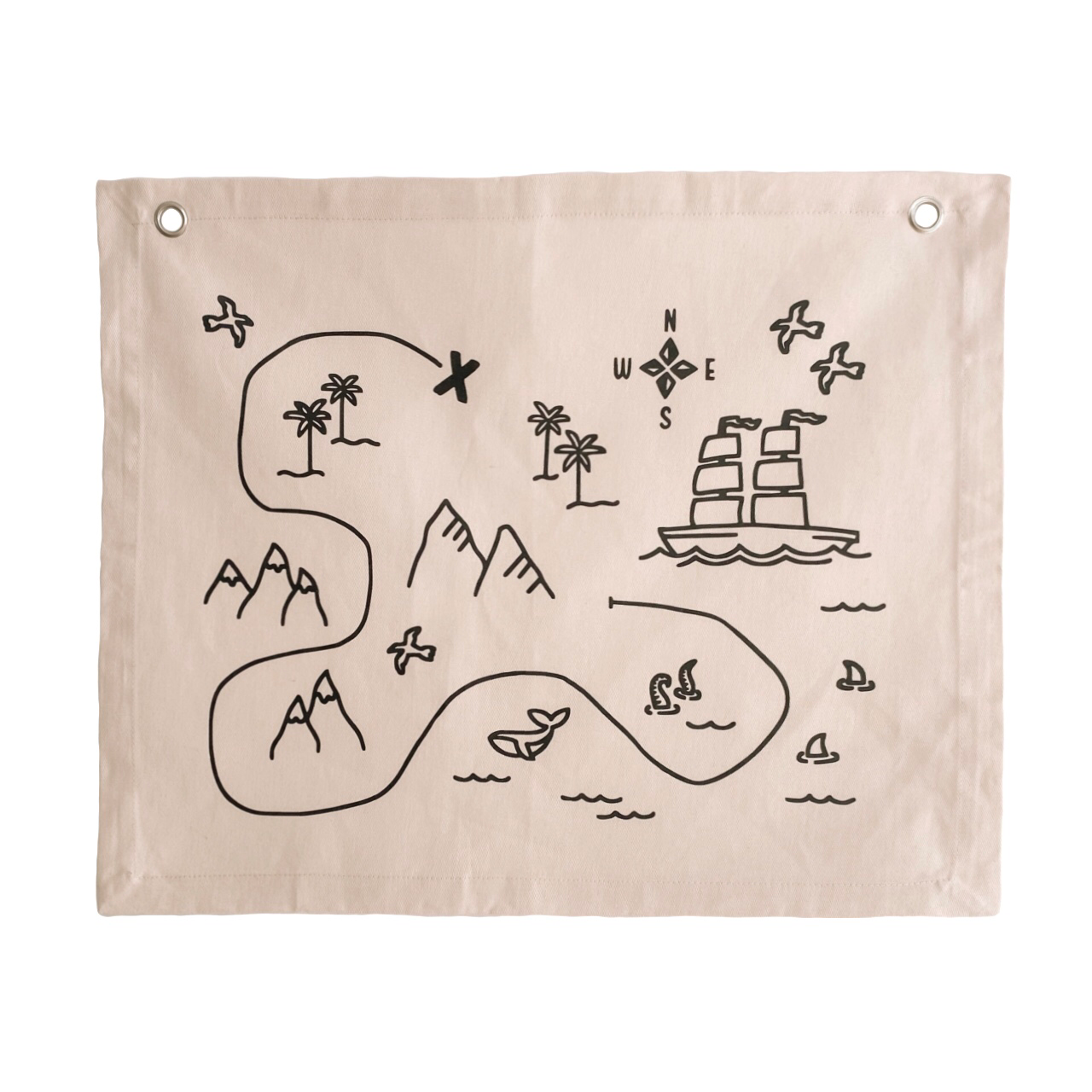 Explorer’s treasure map wall banner ~ Warm sand