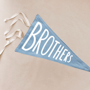 Brothers bedroom styling. Brothers bedroom wall decor. Brothers bedroom wall banner. Brothers wall banner. Brothers bedroom inspo. Brothers bedroom decor ideas. Shared boys bedroom decor. Brothers flag. Shared boys room inspo. Brothers pennant flag.