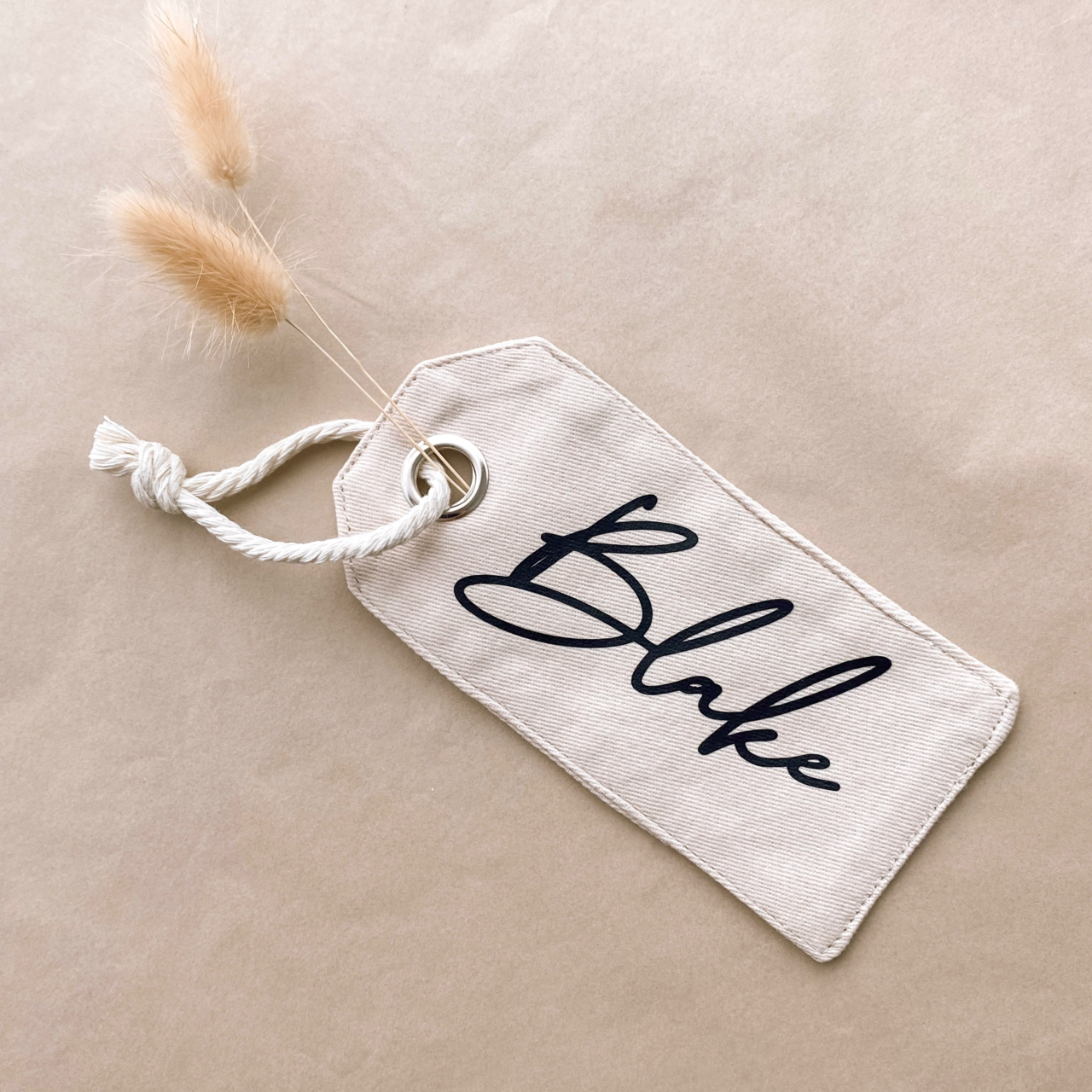 Personalised canvas gift tag ~ warm sand