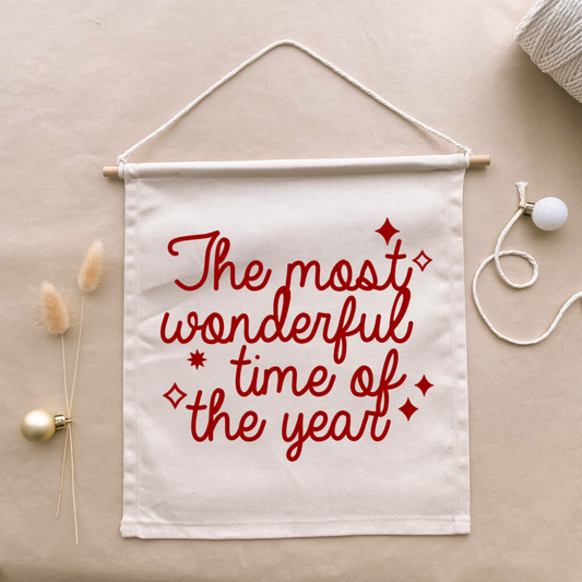 Wonderful time Christmas hanging banner ~ Warm sand