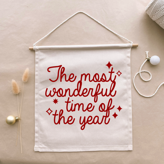 Christmas wall banner. Most wonderful time of the year wall banner. Christmas decor. Kids Christmas banner. Wonderful time banner. Xmas wall banner. Neutral Christmas decor. Minimalist Christmas wall banner. Christmas wall decor.