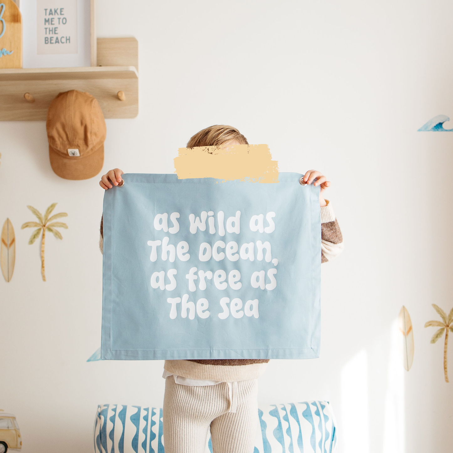 As wild as the ocean kids wall banner / wall hanging ~ Sky blue