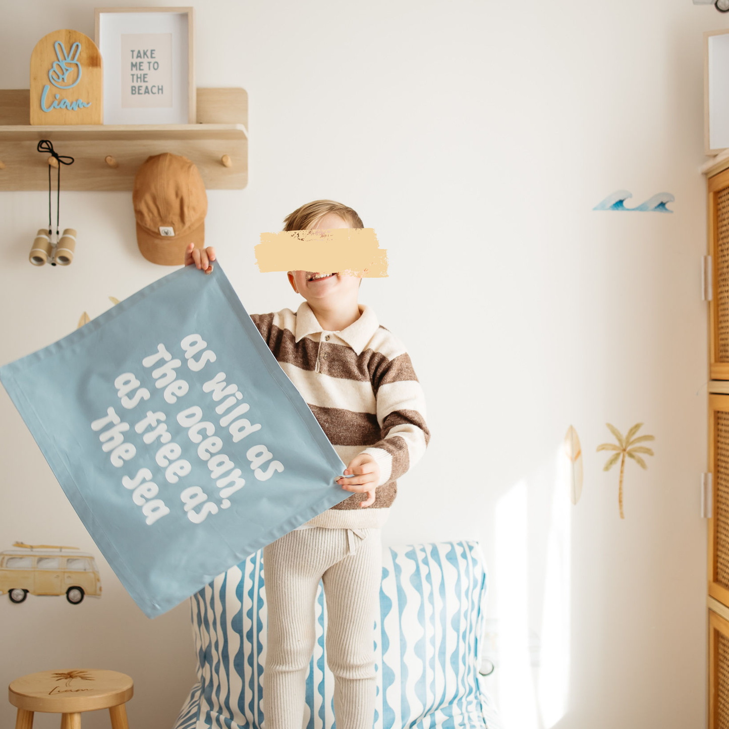 As wild as the ocean kids wall banner / wall hanging ~ Sky blue