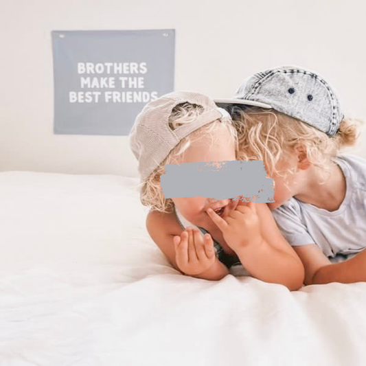 Brothers bedroom styling. Brothers bedroom wall decor. Brothers bedroom wall banner. Brothers wall banner. Brothers bedroom inspo. Brothers bedroom decor ideas. Shared boys bedroom decor. Brothers make the best friends banner. Shared boys room inspo. Brothers wall decor.