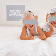 Brothers bedroom styling. Brothers bedroom wall decor. Brothers bedroom wall banner. Brothers wall banner. Brothers bedroom inspo. Brothers bedroom decor ideas. Shared boys bedroom decor. Brothers make the best friends banner. Shared boys room inspo. Brothers wall decor.