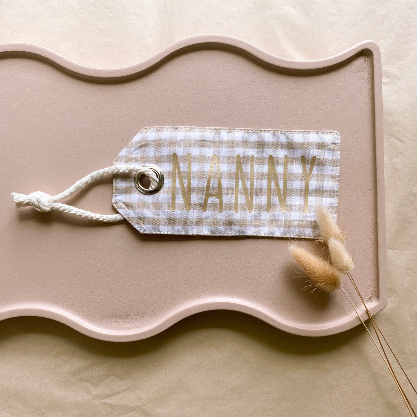 Personalised reusable cotton gift tag ~ gingham