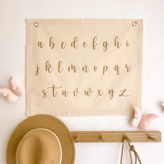Script alphabet girls wall banner / ABC wall hanging ~ Shell