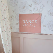 Dance all day banner. Girls dancer wall banner. Dancer girls bedroom decor. Girls ballerina wall decor. ballet wall art. ballet decor. dancing Kids wall banner. dancer girls bedroom styling. ballerina girls bedroom wall decor. Girls ballet room inspo. dance girls bedroom inspo. Girls dancing bedroom ideas. Girls ballet nursery. Girls ballerina wall decor.