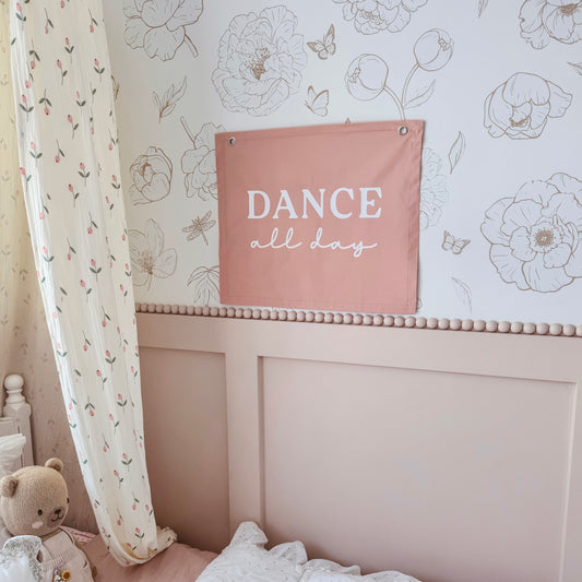 Dance all day girls wall banner | wall hanging ~ Petals pink