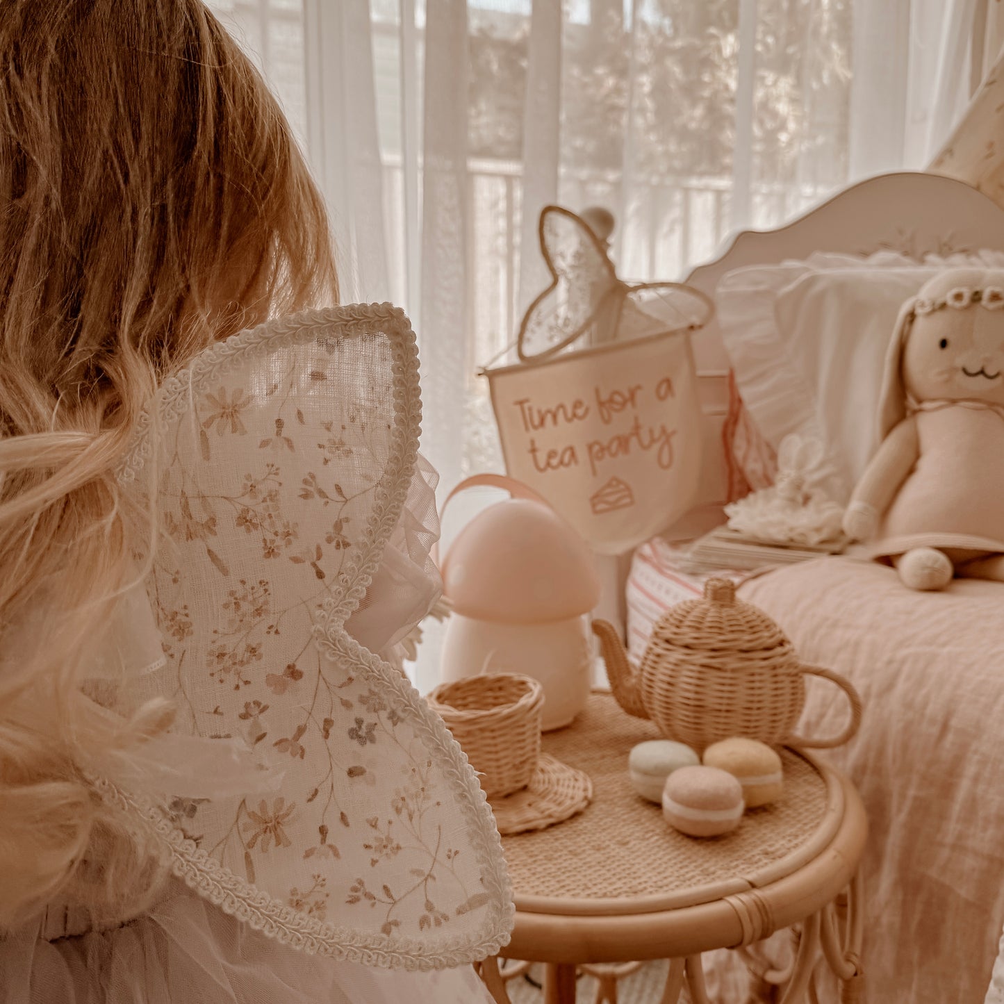 Tea party hanging banner / wall banner ~ Warm sand