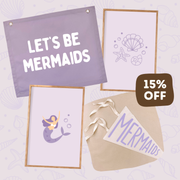 Mermaid Bedroom Bundle, Girls Mermaid Decor, Mermaid Bedroom Decor, Girls Bedroom Bundle, Kids Mermaid Decor, Mermaid Room Decor, Purple Girls Bedroom, Purple Kids Decor, Lilac Girls Decor, Let’s Be Mermaids Banner, Mermaid Wall Banner, Mermaid Wall Prints, Mermaid Print, Seashell Wall Art, Under The Sea Decor, Mermaid Pennant Flag, Girls Wall Decor, Girls Bedroom Decor, Kids Room Bundle, Whimsical Girls Decor, Mermaid Nursery Decor, Girls Playroom Decor, Mermaid Kids Room