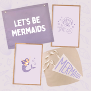 Mermaid Bedroom Bundle, Girls Mermaid Decor, Mermaid Bedroom Decor, Girls Bedroom Bundle, Kids Mermaid Decor, Mermaid Room Decor, Purple Girls Bedroom, Purple Kids Decor, Lilac Girls Decor, Let’s Be Mermaids Banner, Mermaid Wall Banner, Mermaid Wall Prints, Mermaid Print, Seashell Wall Art, Under The Sea Decor, Mermaid Pennant Flag, Girls Wall Decor, Girls Bedroom Decor, Kids Room Bundle, Whimsical Girls Decor, Mermaid Nursery Decor, Girls Playroom Decor, Mermaid Kids Room