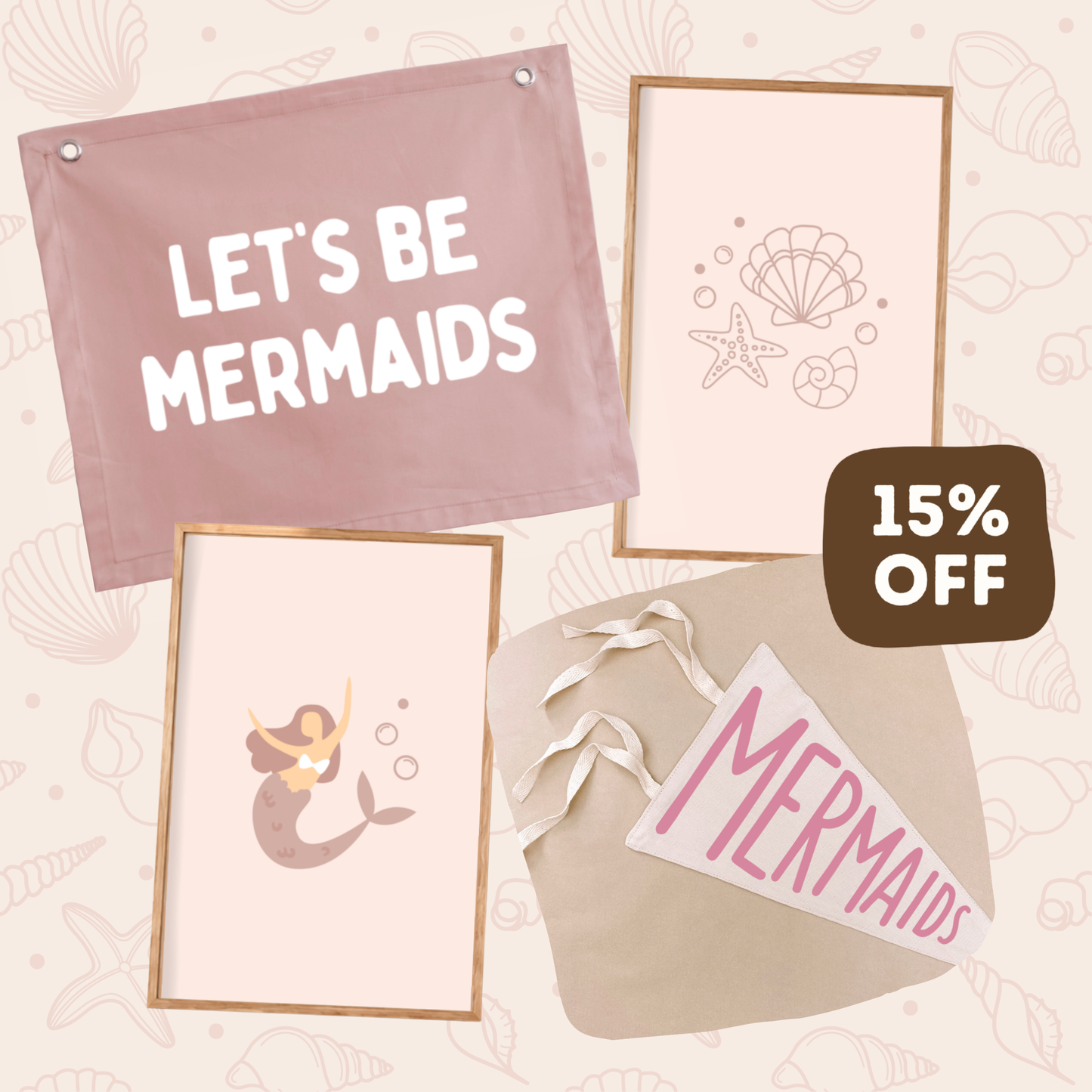 Pink Mermaid Bedroom Bundle, Girls Mermaid Decor, Mermaid Bedroom Decor, Girls Bedroom Bundle, Kids Mermaid Decor, Pink Mermaid Decor, Pink Girls Bedroom, Pink Kids Decor, Let’s Be Mermaids Banner, Mermaid Wall Banner, Mermaid Wall Prints, Mermaid Print, Seashell Wall Art, Under The Sea Decor, Mermaid Pennant Flag, Girls Wall Decor, Girls Bedroom Decor, Kids Room Bundle, Whimsical Girls Decor, Mermaid Nursery Decor, Girls Playroom Decor, Pink Playroom Decor, Mermaid Kids Room