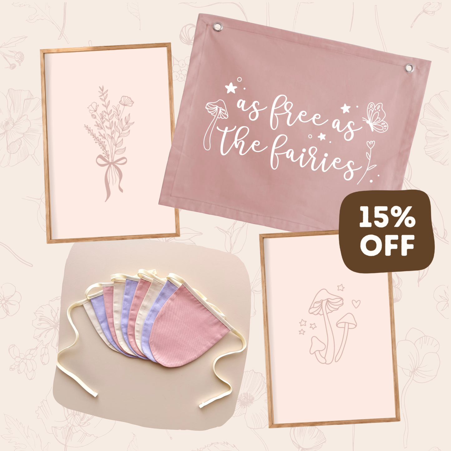 Pink Fairy Bedroom Bundle, Girls Fairy Decor, Fairy Bedroom Decor, Girls Bedroom Bundle, Kids Fairy Decor, Fairy Room Decor, Pink Girls Bedroom, Pink Kids Decor, As Free As The Fairies Banner, Fairy Wall Banner, Fairy Wall Prints, Mushroom Wall Print, Floral Wall Print, Fairy Bunting, Pink Bunting, Girls Wall Decor, Girls Bedroom Decor, Kids Room Bundle, Whimsical Girls Decor, Whimsical Bedroom, Fairy Nursery Decor, Girls Playroom Decor, Pink Playroom Decor, Magical Kids Room, Fairy Kids Room