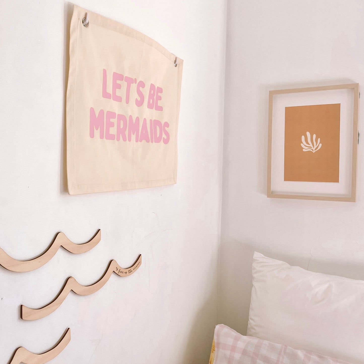 Let’s be mermaids girls wall banner ~ Shell ~ Sale