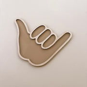 Shaka coastal wall shape | Hang loose acrylic & timber decor