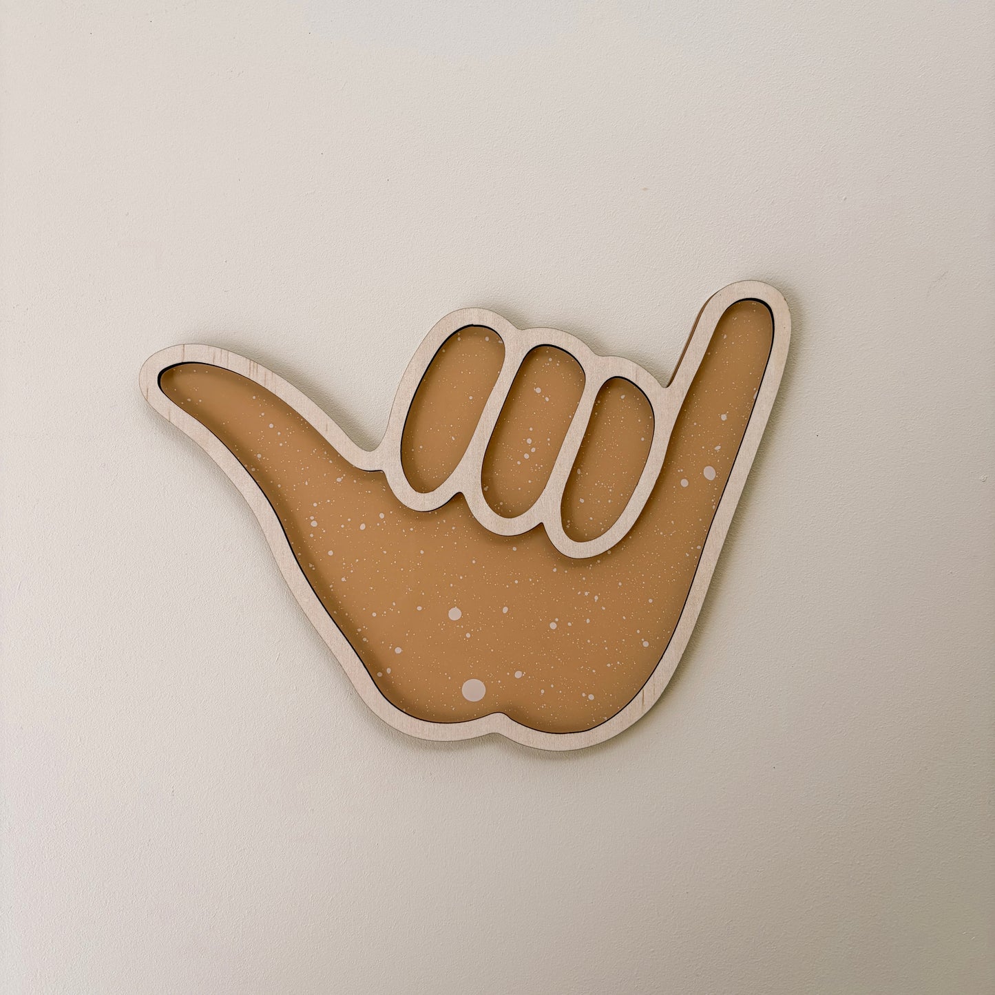 Shaka coastal wall shape | Hang loose acrylic & timber decor