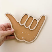 Shaka coastal wall shape | Hang loose acrylic & timber decor
