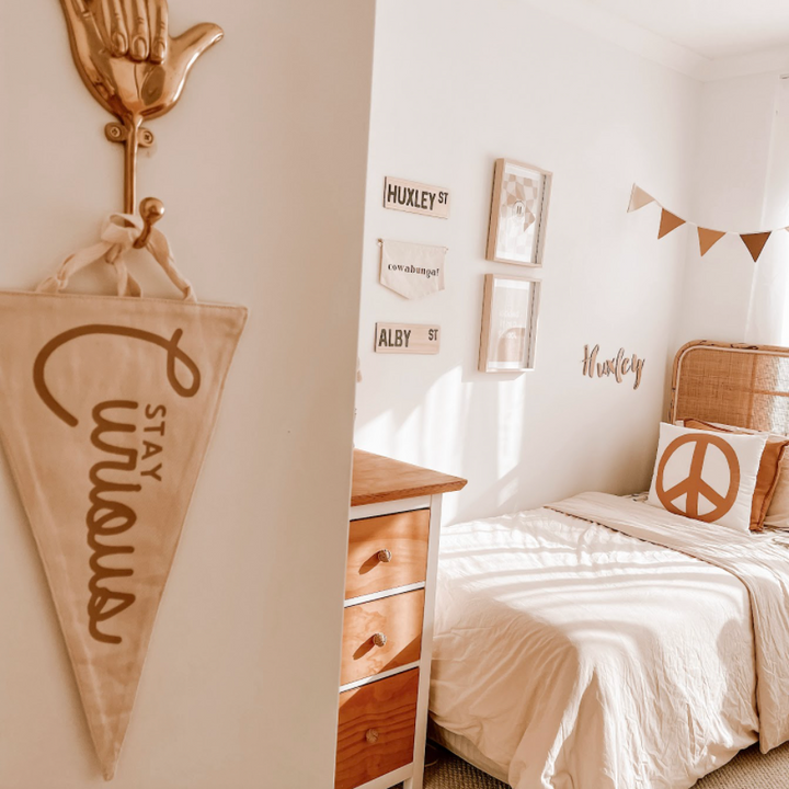 stay curious pennant flag. boys bedroom styling. boys bedroom wall decor. boys bedroom wall banner. stay curious boys wall flag banner. Boys bedroom inspo. boys bedroom decor ideas. boys bedroom decor. stay curious flag. boys nursery room inspo. stay curious pennant flag.