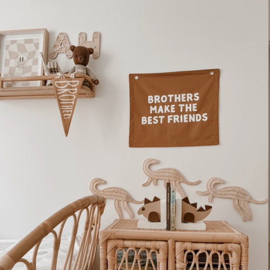 Brothers bedroom styling. Brothers bedroom wall decor. Brothers bedroom wall banner. Brothers wall banner. Brothers bedroom inspo. Brothers bedroom decor ideas. Shared boys bedroom decor. Brothers make the best friends banner. Shared boys room inspo. Brothers wall decor.