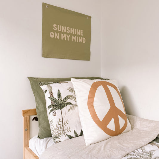 Sunshine on my mind kids wall banner | wall hanging ~ Fern green