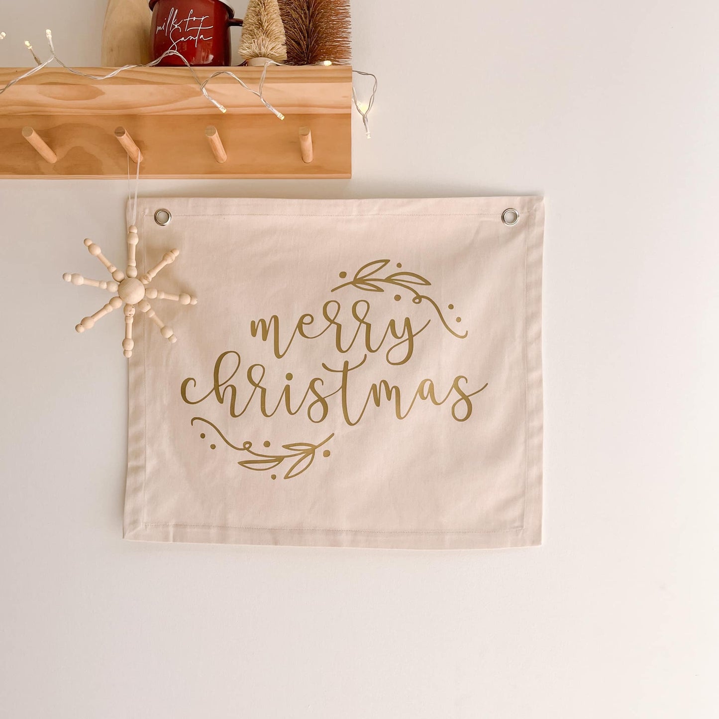 Merry Christmas festive wall banner ~ Warm sand