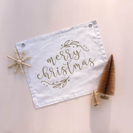 Merry Christmas festive wall banner ~ Warm sand