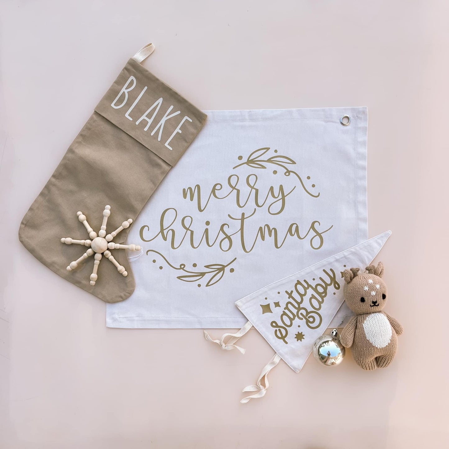 Merry Christmas festive wall banner ~ Warm sand