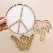 Coastal wall shapes set ~ Peace sign, Shaka & Palm tree