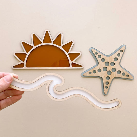 Coastal wall shapes set ~ Sun, Star fish & Wave
