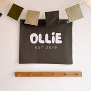 custom wall banner. custom wall flag. custom bedroom banner. custom playroom banner. custom playroom wall flag. personalised wall banner. personalised wall flag. personalised bedroom banner. personalised playroom banner. custom kids wall hanging. monogrammed kids wall flag.